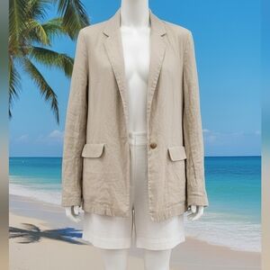 Quince Womens Linen Tan Blazer Size Large